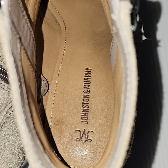 Johnston & Murphy Trista Ankle Bootie Womens 7 Taupe Suede Double Zip Low Heel - Picture 12 of 16